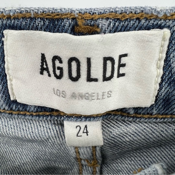 AGOLDE Nico High Rise Slim Jeans 24 Rooted Wash Button Fly Stretch Denim - Picture 4 of 7